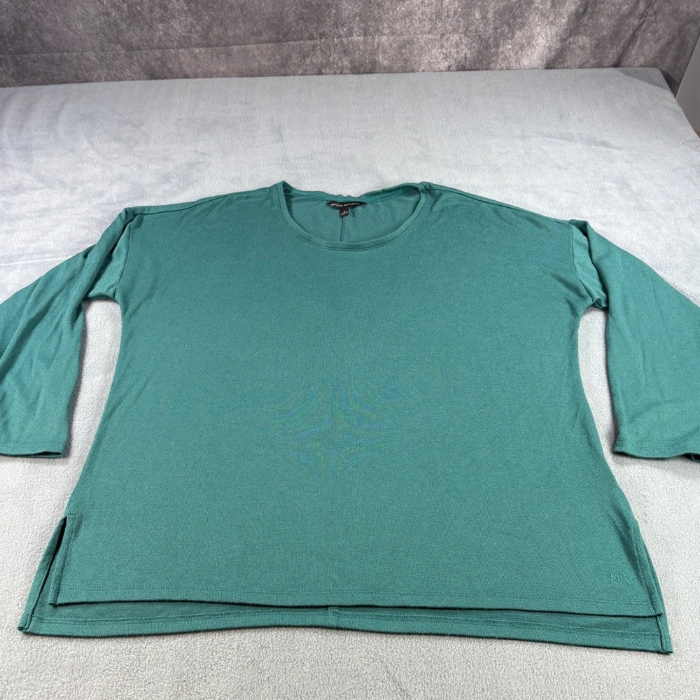 Banana Republic Womens Teal Green Knit Long Sleeve Crew Neck Top Large 1010344